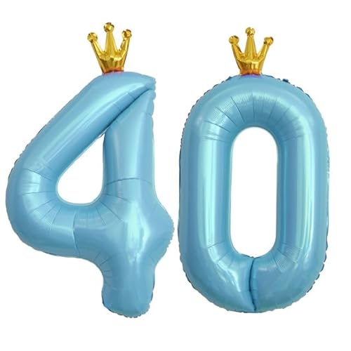 Sanu Belle Zahlen Luftballon 40 Blau mit Krone 40 Zoll Folienballon 40 Kinder Jungen Mädchen Geburtstag Jahrestag Party Deko Zahlenballon 40 Blue von Sanu Belle