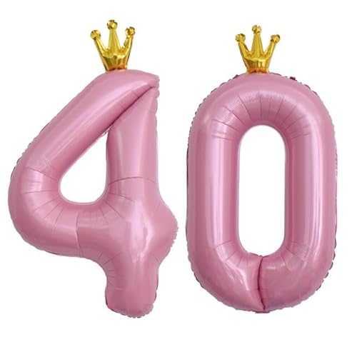 Sanu Belle Zahlen Luftballon 40 Rosa mit Krone 40 Zoll Folienballon 40 Kinder Jungen Mädchen Geburtstag Jahrestag Party Deko Zahlenballon 40 Pink von Sanu Belle