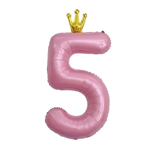 Sanu Belle Zahlen Luftballon 5 Rosa mit Krone 40 Zoll Folienballon 5 Kinder Jungen Mädchen Geburtstag Jahrestag Party Deko Zahlenballon 5 Pink von Sanu Belle