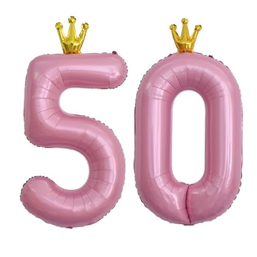 Sanu Belle Zahlen Luftballon 50 Rosa mit Krone 40 Zoll Folienballon 50 Kinder Jungen Mädchen Geburtstag Jahrestag Party Deko Zahlenballon 50 Pink von Sanu Belle