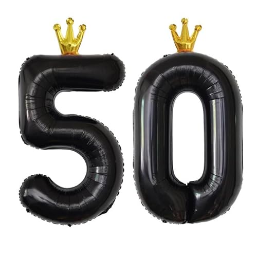 Sanu Belle Zahlen Luftballon 50 Schwarz mit Krone 40 Zoll Folienballon 50 Kinder Jungen Mädchen Geburtstag Jahrestag Party Deko Zahlenballon 50 Black von Sanu Belle