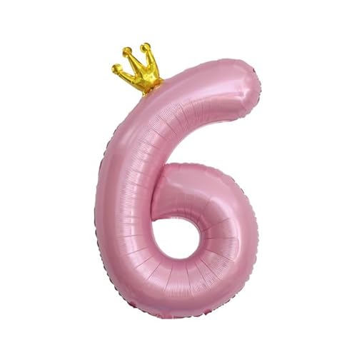 Sanu Belle Zahlen Luftballon 6 Rosa mit Krone 40 Zoll Folienballon 6 Kinder Jungen Mädchen Geburtstag Jahrestag Party Deko Zahlenballon 6 Pink von Sanu Belle