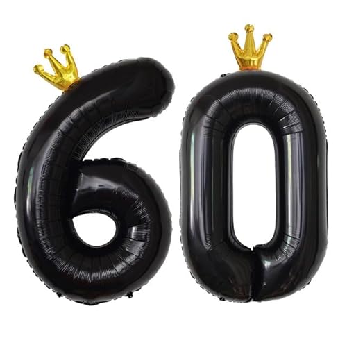 Sanu Belle Zahlen Luftballon 60 Schwarz mit Krone 40 Zoll Folienballon 60 Kinder Jungen Mädchen Geburtstag Jahrestag Party Deko Zahlenballon 60 Black von Sanu Belle