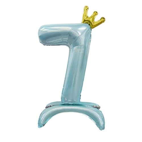 Sanu Belle Zahlen Luftballon 7 Blau mit Krone mit Standfuß 32 Zoll Folienballon 7 Kinder Jungen Mädchen Geburtstag Jahrestag Party Deko Zahlenballon 7 Blue von Sanu Belle