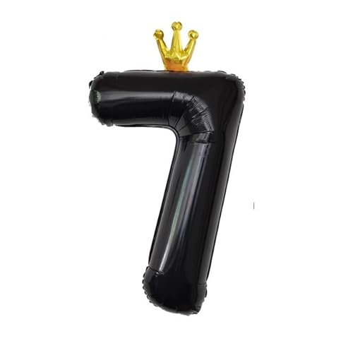 Sanu Belle Zahlen Luftballon 7 Schwarz mit Krone 40 Zoll Folienballon 7 Kinder Jungen Mädchen Geburtstag Jahrestag Party Deko Zahlenballon 7 Black von Sanu Belle