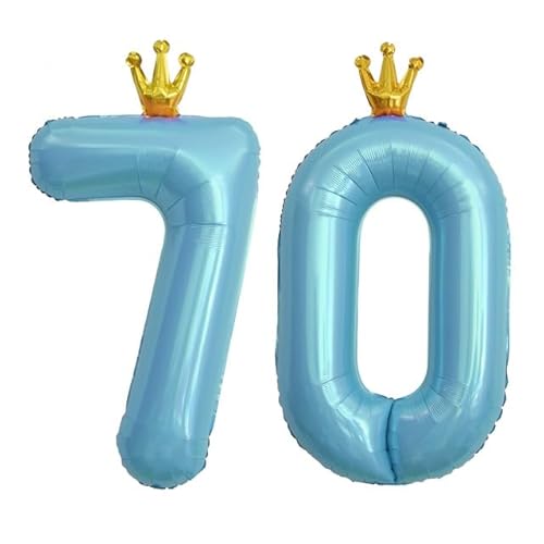 Sanu Belle Zahlen Luftballon 70 Blau mit Krone 40 Zoll Folienballon 70 Kinder Jungen Mädchen Geburtstag Jahrestag Party Deko Zahlenballon 70 Blue von Sanu Belle
