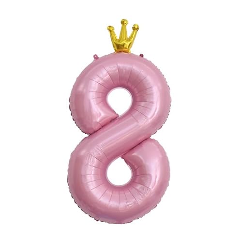Sanu Belle Zahlen Luftballon 8 Rosa mit Krone 40 Zoll Folienballon 8 Kinder Jungen Mädchen Geburtstag Jahrestag Party Deko Zahlenballon 8 Pink von Sanu Belle