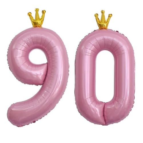 Sanu Belle Zahlen Luftballon 90 Rosa mit Krone 40 Zoll Folienballon 90 Kinder Jungen Mädchen Geburtstag Jahrestag Party Deko Zahlenballon 90 Pink von Sanu Belle