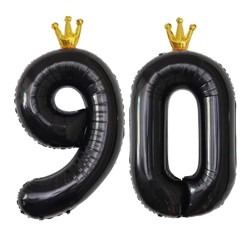 Sanu Belle Zahlen Luftballon 90 Schwarz mit Krone 40 Zoll Folienballon 90 Kinder Jungen Mädchen Geburtstag Jahrestag Party Deko Zahlenballon 90 Black von Sanu Belle