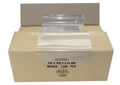 Druckverschlussbeutel 20x30cm transparent 50my - 1.000er Pack Druckverschlussbeutel 20x30cm transparent 50my - 1.000er Pack von Saphir-Tec