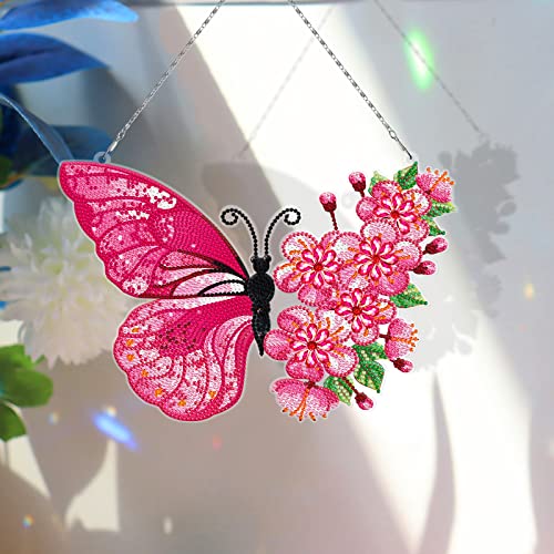 Sarah Duke 5D Diamond Painting Anhänger Schmetterling DIY Diamond Painting Kranz Türkranz Fensterbilder Diamant Malerei kits Handwerk Weihnachten Kranz Wanddekor (Stil A) von Sarah Duke