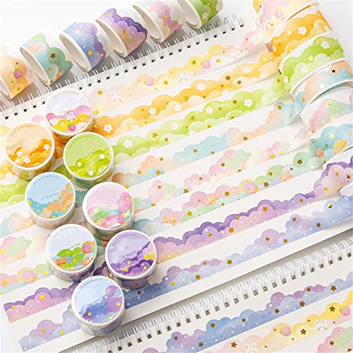 Sarah Duke 8 Rolls Washi Tape Set, Traum Wolken Folie Gold Masking Tapes, DIY Dekoratives Klebeband, Washi Tape Papier für Bullet Journals Scrapbooking, 25mm x 3m von Sarah Duke