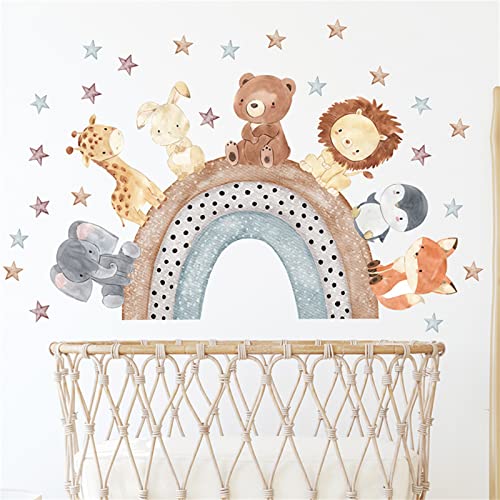 Sarah Duke Babyzimmer Wandaufkleber Sterne Wandtattoo Kinderzimmer Mädchen Wandsticker Tiere Regenbogen Aufkleber Kinderzimmer Deko von Sarah Duke