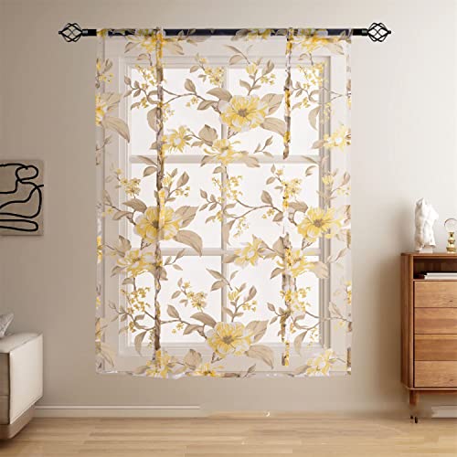 Sarah Duke Gardine Vorhang Scheibengardine, Blumenmuster Landhausstil Spitze Vorhänge, Bistrogardine Küchengardine Scheibengardine Kurzgardinen, 1 Stück (BxH 80x120cm) von Sarah Duke