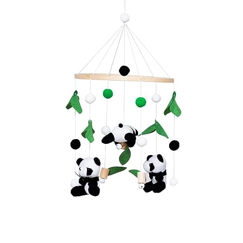 Sarah Duke Mobile Baby Windspiele, Panda und 3D Blätter Babybett Mobile Holz Windspiel, Panda Mobile Baby Neugeborene Anhänger für Kinderzimmer Dekor (Stil B) von Sarah Duke