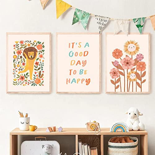 Sarah Duke Poster Kinderzimmer 3er Set, EIN Schöner Tag Kinder Bilder Deko, Warm Kinderposter Wandbilder Kinder, Boho Wanddeko Kinder Poster, Ohne Rahmen (21 x 30 cm) von Sarah Duke