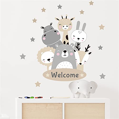 Sarah Duke Wandsticker Kinderzimmer Tiere Wandsticker Wandtattoos Cartoon-Tiere Selbstklebend Wandaufkleber Wandsticker Kinder Aufkleber Wanddeko von Sarah Duke