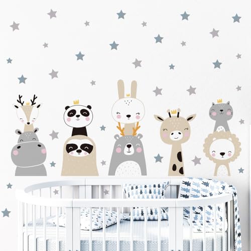 Sarah Duke Wandsticker Wald Tiere Kinder Wandtattoo, Stern Wandaufkleber DIY Kinderzimmer Deko Aufkleber, Kinder Babyzimmer Wohnzimmer Schlafzimmer von Sarah Duke