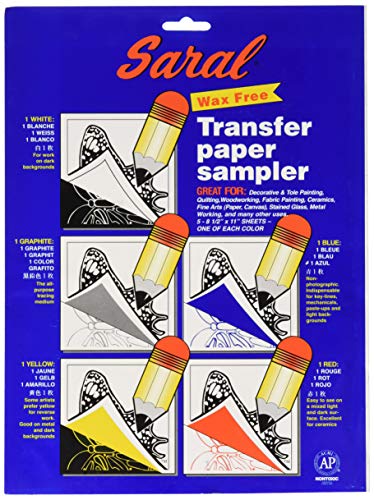 Saral Wax Free Transfer Paper Sampler, Blau Wachsfreies Transferpapier mit je 1 Stück weißer Graphit, Gelb, Rot, 8.5-x-11-Inch von Saral