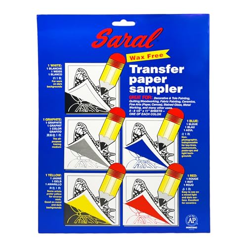 Saral Wax Free Transfer Paper Sampler, Blau Wachsfreies Transferpapier mit je 1 Stück weißer Graphit, Gelb, Rot, 8.5-x-11-Inch von Saral