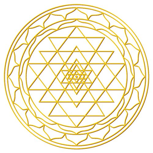 Saraswati Aufkleber Set Sri Yantra 4x3cm/1x7,5cm Sticker Gold-transparent von Saraswati