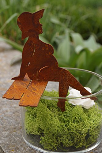 Edelrost Badenixe sitzend auf Steg 15 cm Tischdekoration Garten Terrasse Metall von Saremo