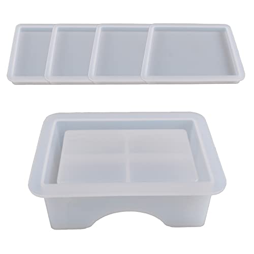Harzformen-Set mit Aufbewahrungsbox-Set für Epoxidguss, quadratisch, rund, Wabenform, Tassenmatte, Form, Kunst, rundes Tablett, Silikon für Epoxidharz von Sarhula