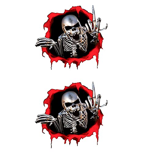 Personalisierter Totenkopf-Mittelfinger-Auto-Aufkleber, wasserdicht, geeignet für alle Arten von Autos, 15 x 14 cm, Totenkopf-Aufkleber und Aufkleber, Motorrad, wasserdichte Autos von Sarhula