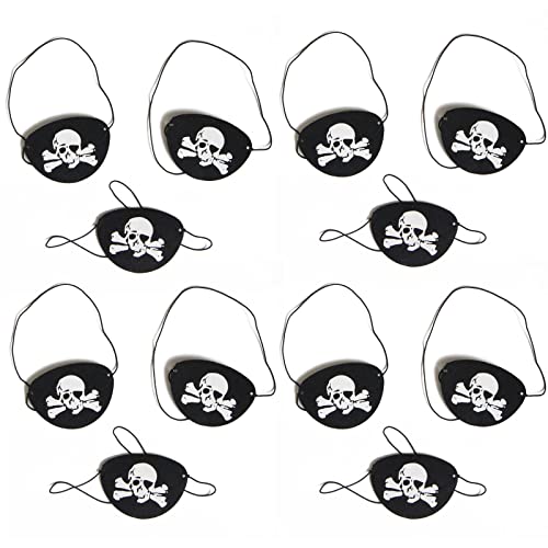 Piraten-Augenflicken, schwarzer Filz, Totenkopf-Patches für Halloween, Weihnachten, Mottoparty, Skelett, Kinder, Party, Totenkopf, 12 Stück von Sarhula