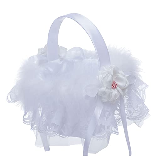 Verbesserter Blumenkorb mit Schleife, Blütenblätter, Aufbewahrung, Blumenmädchen-Korb für Hochzeit, Party, leichte Pedalblätter mit Griff, für Hochzeitszeremonie, Dekoration von Sarhula