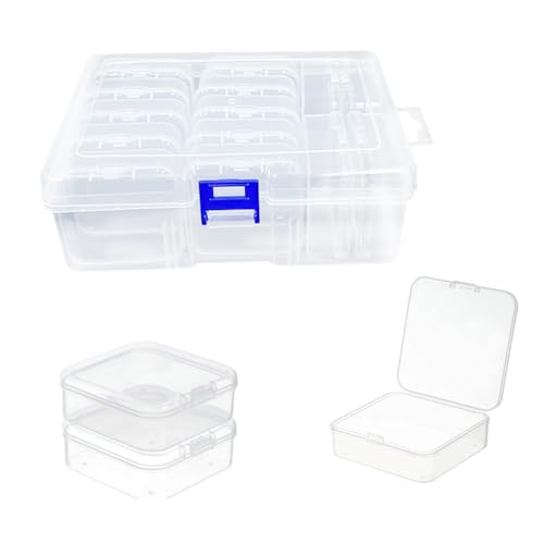 Sarini 14er Set kleine transparente Aufbewahrungsboxen für Kunststoffperlen - Schmuck- und Perlen-Aufbewahrung mit Klappdeckel für Perlen, Samen, Schmuck, Strasssteine, Heimwerker, Hardware und mehr. Sarini 14er Set kleine transparente Aufbewahrungsboxen für Kunststoffperlen - Schmuck- und Perlen-Aufbewahrung mit Klappdeckel für Perlen, Samen, Schmuck, Strasssteine, Heimwerker, Hardware und mehr. von Sarini