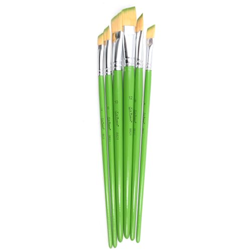 Sarini Gouache-Pinsel-Set,6-teilig,für Acryl-,Öl-,Aquarell-,Gesichts- und Körper-Gouache-Malerei,schönes Geschenk für Kunstliebhaber,Erwachsene (grüne schräge Spitze,Aquarellpinsel) von Sarini
