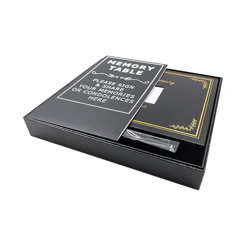 Sarini Set für Erinnerungsbuch zur Beerdigung, Leder-Hardcover-Gästebuch zur Beerdigung mit Goldgravur, Gästebuch für die Gedenkfeier zur Feier des Lebens, Kondolenzbuch mit Erinnerung von Sarini