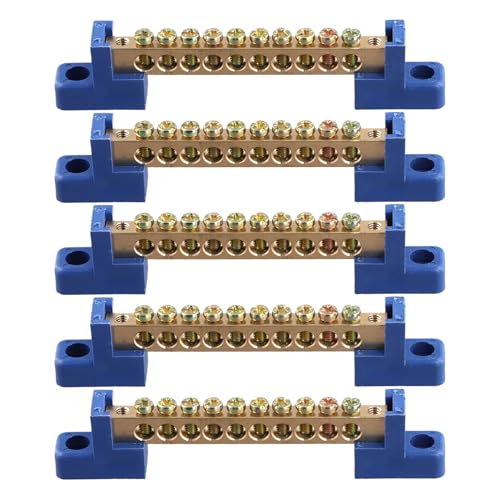 Sarngk Klemmen Block Blau Klemmen Schiene 10 Positionen Schraube Messing Klemme Erdung Streifen Sammel Schienen Block Packung mit 5 StüCk Sarngk Klemmen Block Blau Klemmen Schiene 10 Positionen Schraube Messing Klemme Erdung Streifen Sammel Schienen Block Packung mit 5 StüCk von Sarngk