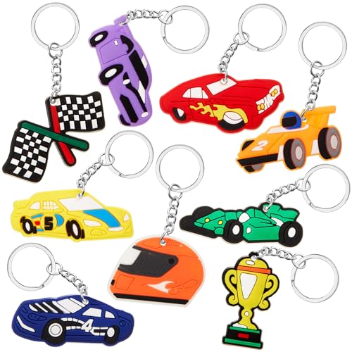 Sasylvia 36 Stück Rennwagen-Partygeschenke, Rennwagen-Schlüsselanhänger, Geburtstagsparty-Dekorationen, Vatertagsgeschenk für Damen und Herren, Zubehör von Sasylvia