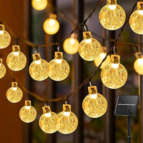 Sathychanpy Solar Lichterkette Außen 7m 50 LED Kugeln, IP65 Wasserdicht Außen Innen Weihnachten Lichterketten für Zimmer Garten Party Balkon Warmweiß Dekor von Sathychanpy