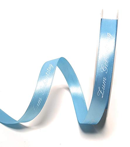 Schleifenband 20m x 15mm Hellblau Weiß - Zum Geburtstag - Dekoband Satinband von Satin 15mm