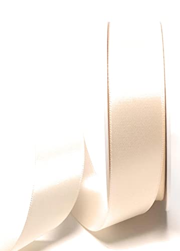 SATINBAND 25m x 25mm ELFENBEIN -CREME Schleifenband Geschenkband DEKOBAND von Satin 25mm