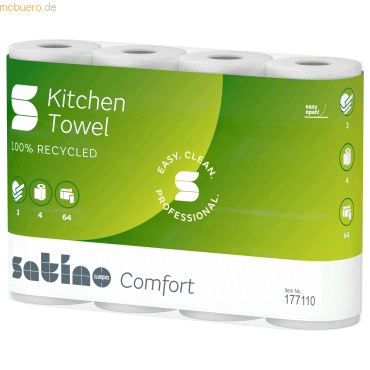 Satino Küchenrolle Comfort 177110 3-lagig 26x22cm hochweiß 64 Blatt 4 von Satino