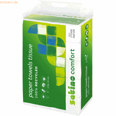 Satino Papierhandtuch 275300 24x24cm 2-lagig Z-Falz hochweiß 3.750 Bla von Satino