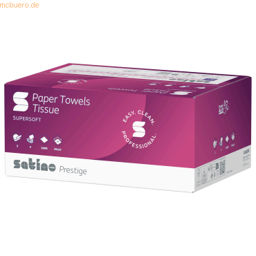 Satino Papierhandtuch 276640 25x23cm 2-lagig V-Falz 3.000 Blatt von Satino
