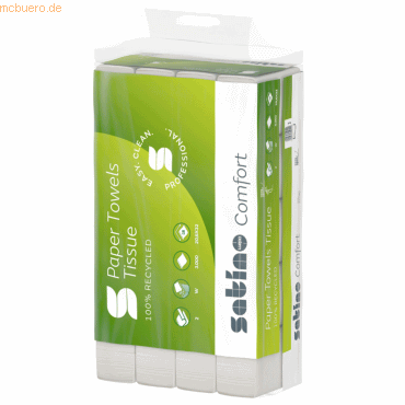 Satino Papierhandtuch 277340 20,6x32cm 2-lagig W-Falz 3.000 Blatt von Satino