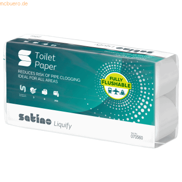 Satino Toilettenpapier Liquify 070560 3-lagig 250 Blatt weiß 8 Stück von Satino