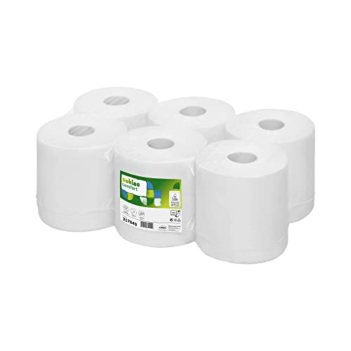 Satino by WEPA Comfort Papierhandtücher 6 Rollen - mit ergiebigen 300m Papiertüchern je Rolle - ideal für Werkstatt, Produktion, Industrie, Waschräume Satino by WEPA Comfort Papierhandtücher 6 Rollen - mit ergiebigen 300m Papiertüchern je Rolle - ideal für Werkstatt, Produktion, Industrie, Waschräume von Satino