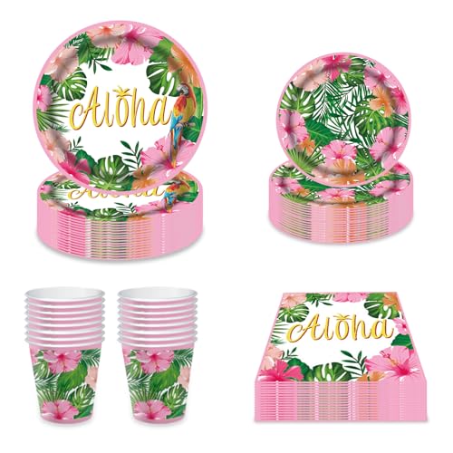 64 Stück Hawaii Partygeschirr Set, Hawaiianische Partyzubehör Pappteller Set für 16 Gäste, Sommerliches Party Geschirr mit Papptellern, Bechern, Servietten für Hawaii Aloha Party Deko Geburtstag 64 Stück Hawaii Partygeschirr Set, Hawaiianische Partyzubehör Pappteller Set für 16 Gäste, Sommerliches Party Geschirr mit Papptellern, Bechern, Servietten für Hawaii Aloha Party Deko Geburtstag von Satiskid