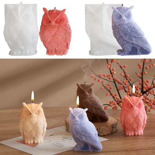 Satiskid 2 Stück Eule Kerzenform, 3D Eule Silikonform, Tierharz Gießform für Aromatherapie Kerze, Fondant Kuchen, Seife, Schokolade, DIY Kerzenherstellung Form Satiskid 2 Stück Eule Kerzenform, 3D Eule Silikonform, Tierharz Gießform für Aromatherapie Kerze, Fondant Kuchen, Seife, Schokolade, DIY Kerzenherstellung Form von Satiskid