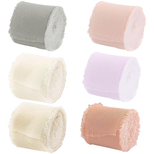 Satiskid 6 Rollen Chiffonband, 3.8cm x 6.4m Geschenkband, Chiffonband für Hochzeitseinladungen, Brautsträuße, Geschenkverpackungen, Urlaubsdekorationen, DIY Basteleien (Grün) von Satiskid