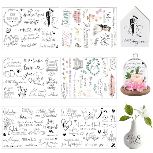 Satiskid 6 Stück Rub On Sticker Hochzeit Transferaufkleber Alles Liebe zur Hochzeit Aufkleber Selbstklebend Rub On Folie für Möbel Glas Holz Fotoalbum DIY Hochzeitsdeko Geschenke Deko Satiskid 6 Stück Rub On Sticker Hochzeit Transferaufkleber Alles Liebe zur Hochzeit Aufkleber Selbstklebend Rub On Folie für Möbel Glas Holz Fotoalbum DIY Hochzeitsdeko Geschenke Deko von Satiskid