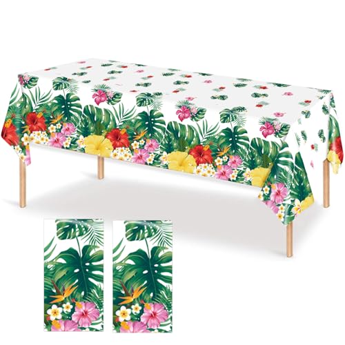 Satiskid Hawaiianische Tischdecken, tropische Monstera-Hibiskus-Tischdecken, Einweg-Tischdecken, rechteckig, wasserdicht, Luau-Party-Dekorationen, Sommer, Strand, Geburtstagsparty, Tischdecke (137 x Satiskid Hawaiianische Tischdecken, tropische Monstera-Hibiskus-Tischdecken, Einweg-Tischdecken, rechteckig, wasserdicht, Luau-Party-Dekorationen, Sommer, Strand, Geburtstagsparty, Tischdecke (137 x von Satiskid
