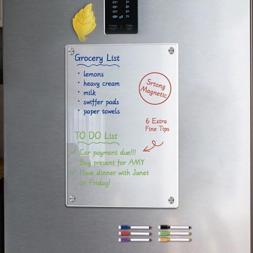 Satiskid Magnetischer, löschbarer Blanko-Planer, Acryl-Magnet-Kühlschrankplaner, klarer Magnet, Notizblock, Nachrichtenbrett, transparentes leeres Whiteboard-Set für Kühlschrank/Glas/Küche/Büro Satiskid Magnetischer, löschbarer Blanko-Planer, Acryl-Magnet-Kühlschrankplaner, klarer Magnet, Notizblock, Nachrichtenbrett, transparentes leeres Whiteboard-Set für Kühlschrank/Glas/Küche/Büro von Satiskid